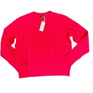 Vineyard Vines NEW! Cashmere Cable Crew Sweater! XL rhododendron dark pink color